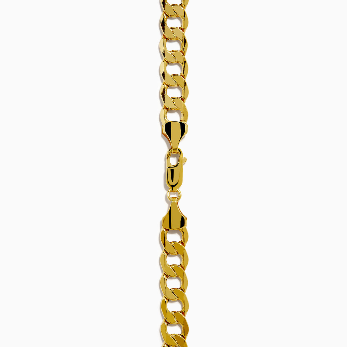 The Men's 14K Yellow Gold Curb Link Chain Necklace is shown in a U shape against a white background, highlighting its classic curb link design.