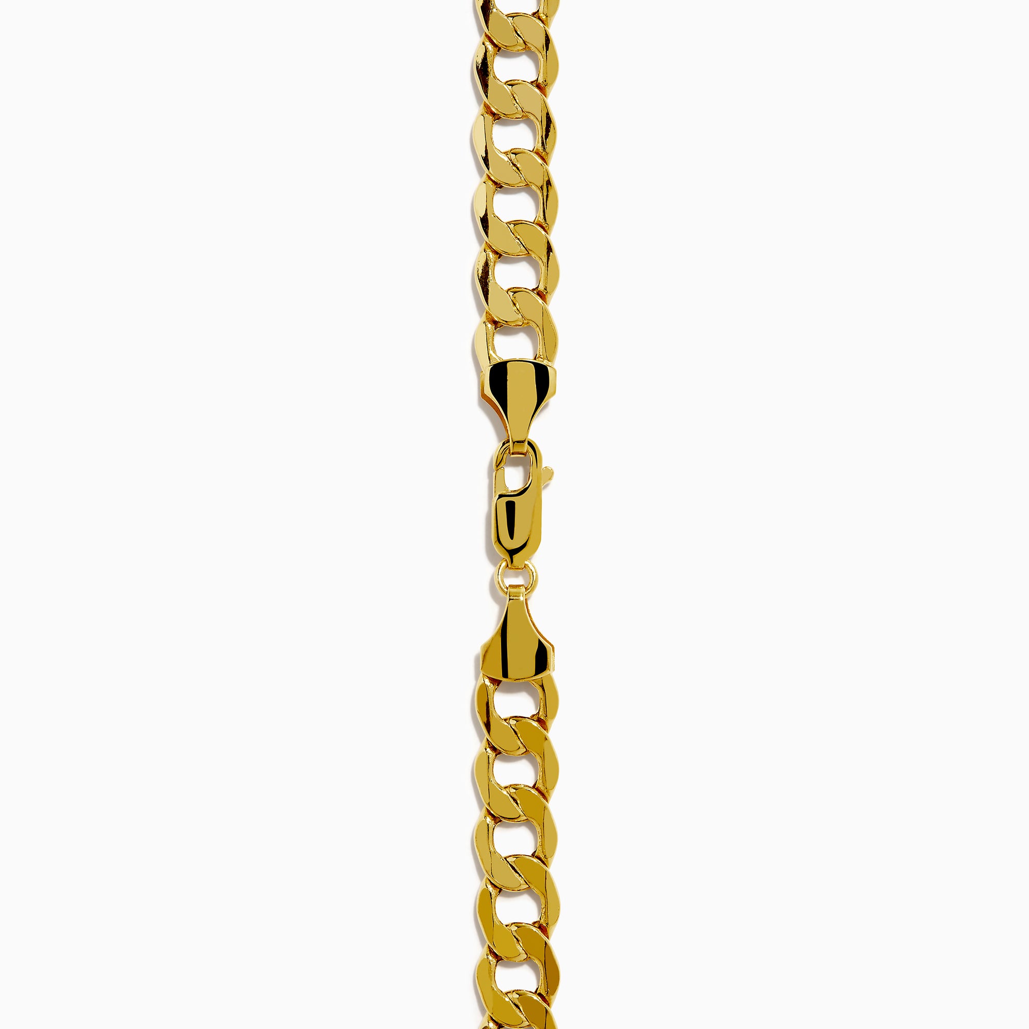 The Men's 14K Yellow Gold Curb Link Chain Necklace is shown in a U shape against a white background, highlighting its classic curb link design.