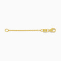 The 14K Yellow Gold 1.2mm 2-Inch Cable Chain Extension features a round loop at one end and a lobster clasp at the other, shown against a white background.
