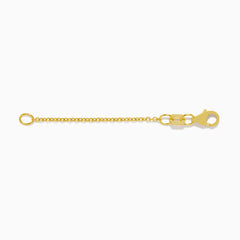 The 14K Yellow Gold 1.2mm 2-Inch Cable Chain Extension features a round loop at one end and a lobster clasp at the other, shown against a white background.