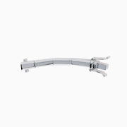 A 14K White Gold 1.5-Inch Collar Necklace Extension, featuring a curved, polished design and folding mechanism, is shown against a white background.