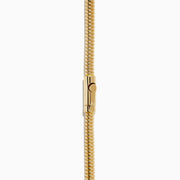 The 14K Yellow Gold Diamond Tubogas Necklace features a ribbed, tubogas texture with three evenly spaced silver bands, shown on a white background.