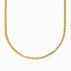 The Mens 14K Yellow Gold Anchor Chain Necklace 22 features rounded, interlocking links and is displayed on a white background—an ideal choice for a classic mens gold necklace.
