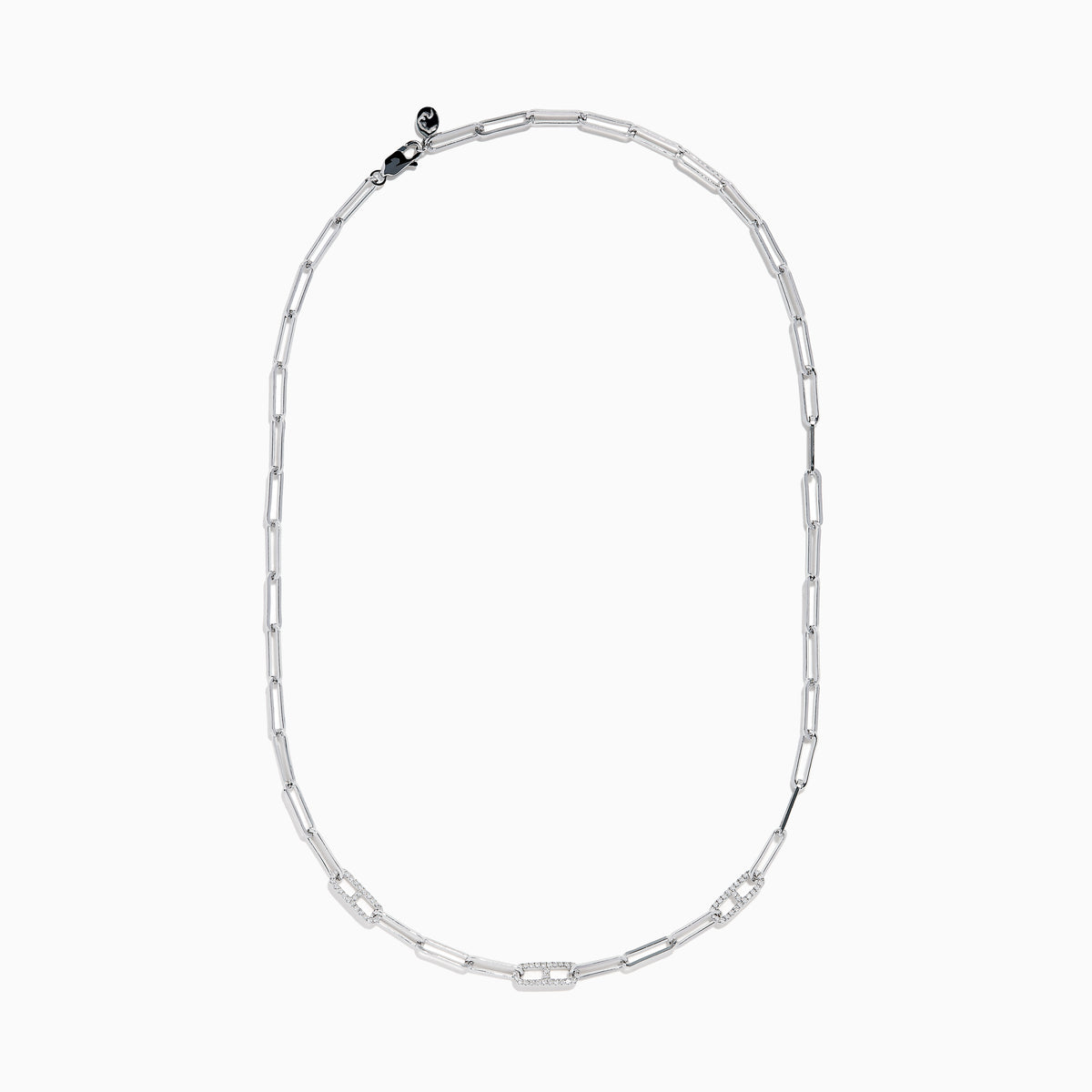 Sterling Silver Diamond Pavé Paperclip Necklace
