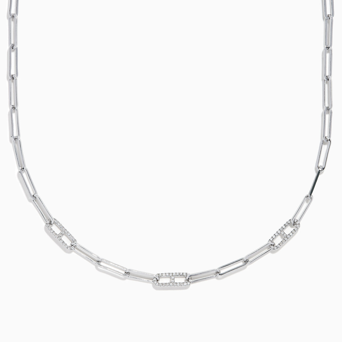 Sterling Silver Diamond Pavé Paperclip Necklace