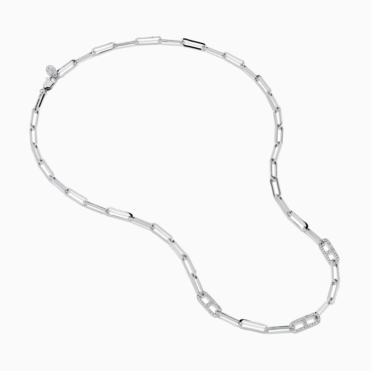 Sterling Silver Diamond Pavé Paperclip Necklace