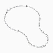 Sterling Silver Diamond Pavé Paperclip Necklace