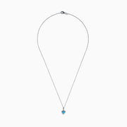 A 925 Sterling Silver Blue Topaz and Diamond Pendant, featuring a triangular blue topaz surrounded by sparkling diamonds, displayed on a white background.