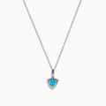 A 925 Sterling Silver Blue Topaz and Diamond Pendant, featuring a triangular blue topaz surrounded by sparkling diamonds, displayed on a white background.