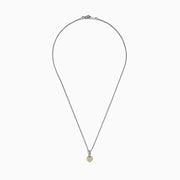 The 925 Sterling Silver and 18K Yellow Gold Diamond Heart Pendant features a heart-shaped design with a yellow gold border, sparkling diamond center, and a bail accented by striking black and white stripes.
