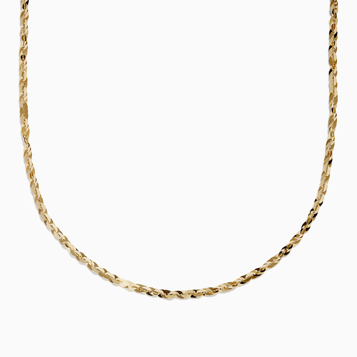 The 14 Karat Yellow Gold Cleo Link Necklace, showcasing a shiny, textured surface and elegant chain design, is displayed against a plain white background.