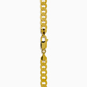 A close-up of the Mens 14K Yellow Gold Solid Curb Links Chain, showcasing its thick, flat interlocking links in yellow gold against a white background.