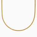 The Men's 14K Yellow Gold Hollow Franco Necklace features an intricate pattern and polished finish, forming a wide U-shape against a white background.
