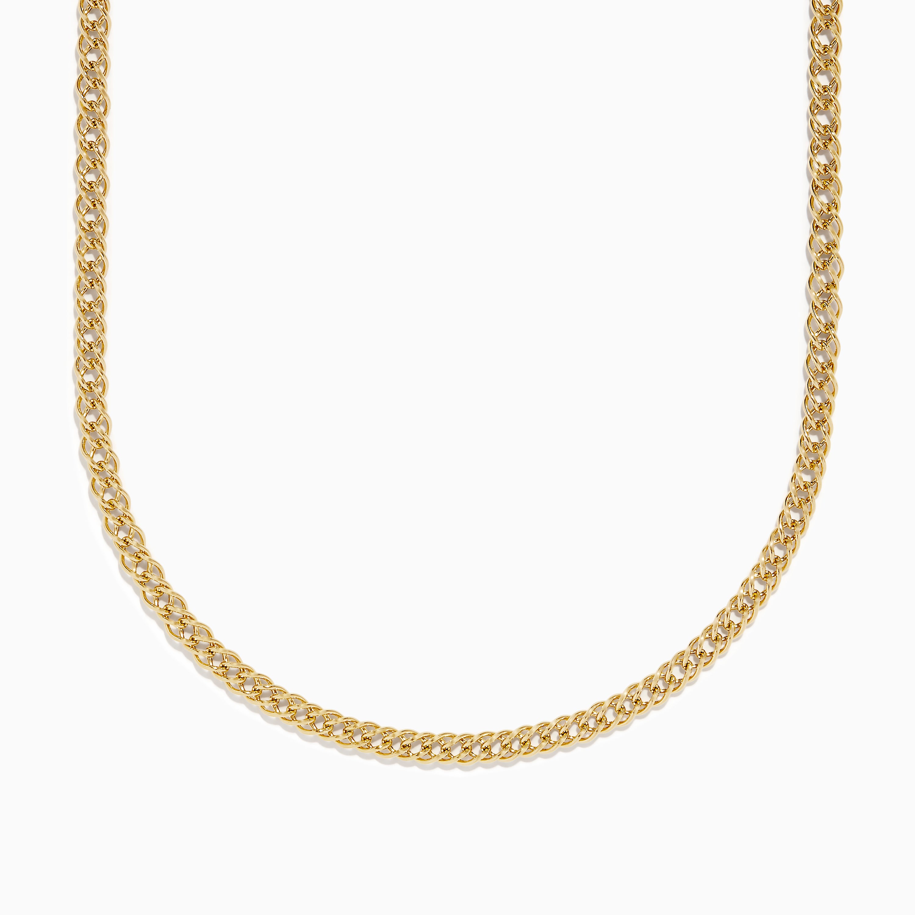14K Yellow Gold Hollow Interlock Links Chain Necklace 18