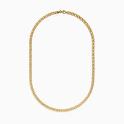 The 14K Yellow Gold Hollow Interlock Links Chain Necklace, 18 long, features closely interlocking links with a polished, shiny finish and is displayed in a gentle curve against a white background.