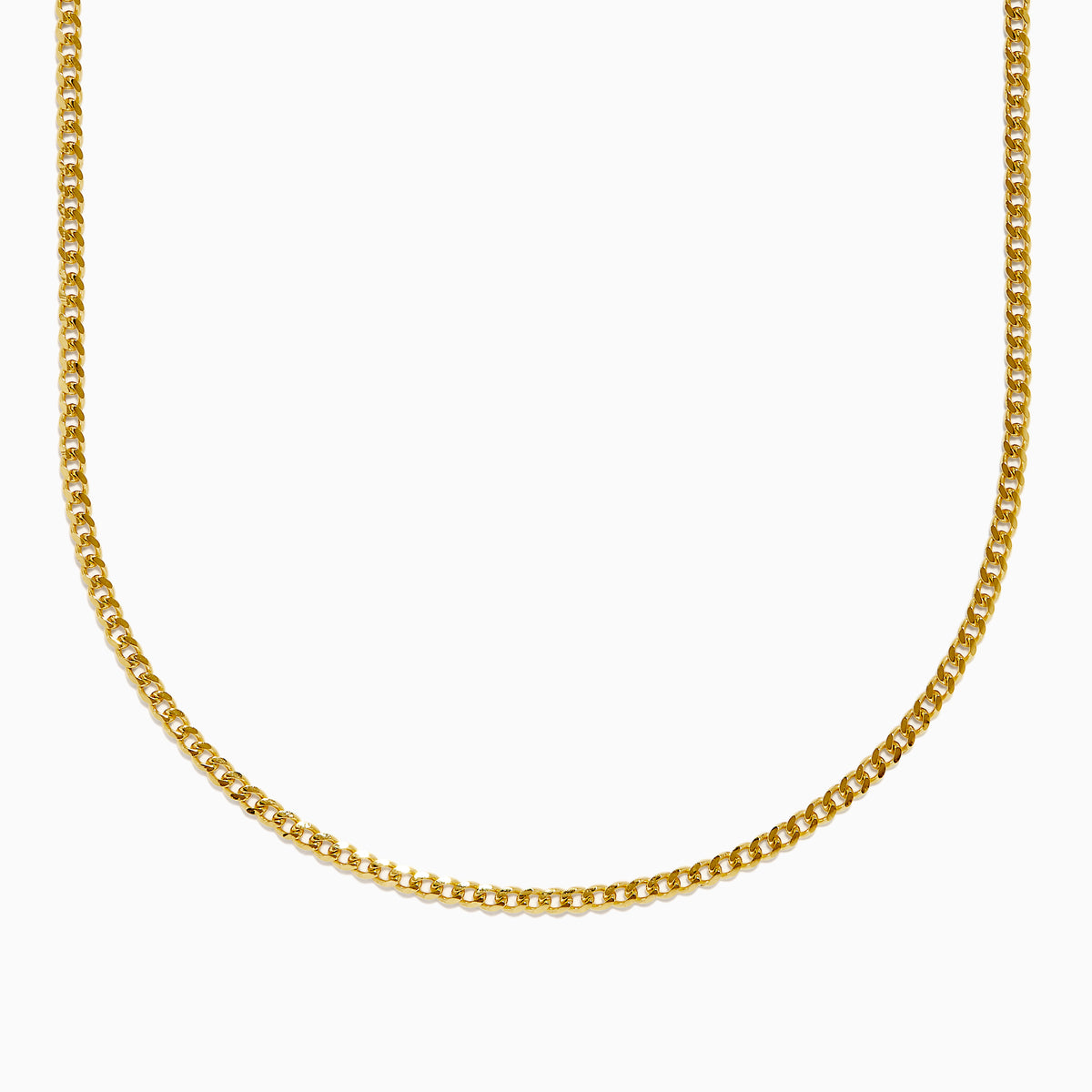 The 14K Yellow Gold 2.7mm Solid Oval Curb 24 Chain features a smooth, polished finish and is shown against a white background.