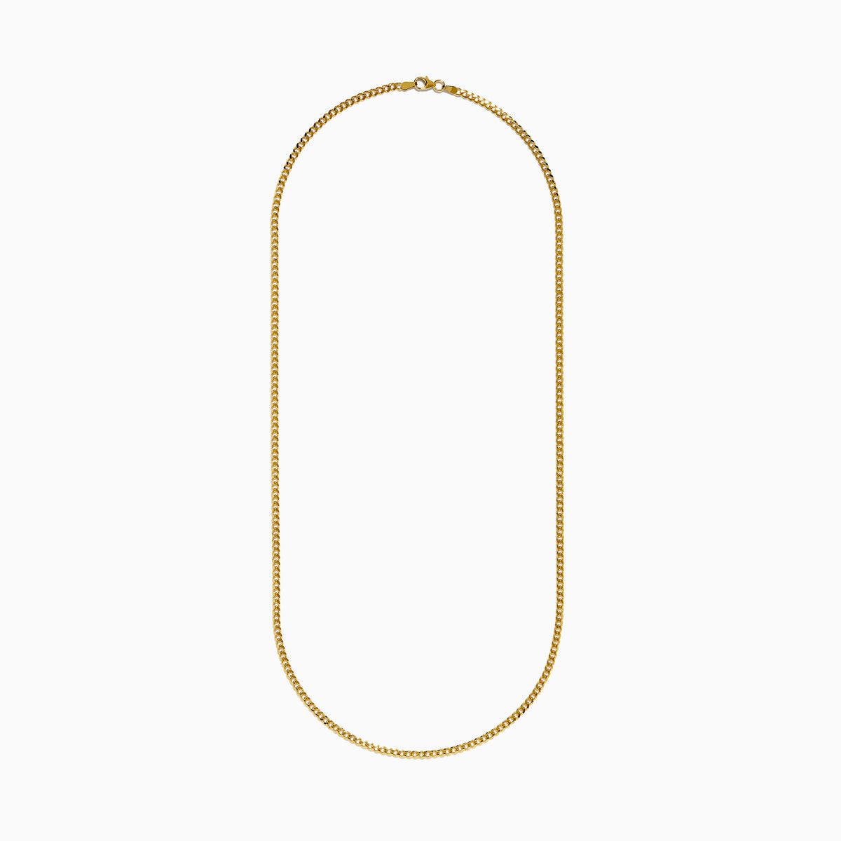 The 14K Yellow Gold 2.7mm Solid Oval Curb 24 Chain features a smooth, polished finish and is shown against a white background.