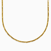 The 14K Yellow Gold 3mm Hollow Alternated Round Box 20 Necklace, displayed on a white background, features rectangular and cylindrical links for a refined touch of sophistication.