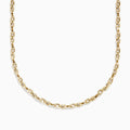 Mens 14K yellow gold hollow interlock oval chain link necklace, 22, shown against a white background.