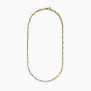 Mens 14K yellow gold hollow interlock oval chain link necklace, 22, shown against a white background.