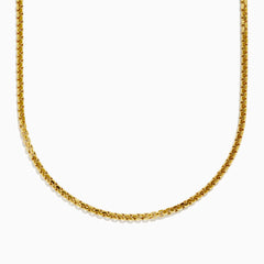 The Mens 14K Yellow Gold 22 Hollow Box Chain is shown against a white background, highlighting its fine, square links and smooth, polished finish.