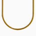 The 14K Yellow Gold Textured Herringbone Chain Necklace 17 features a flat, smooth, and wide U-shaped design displayed against a white background.