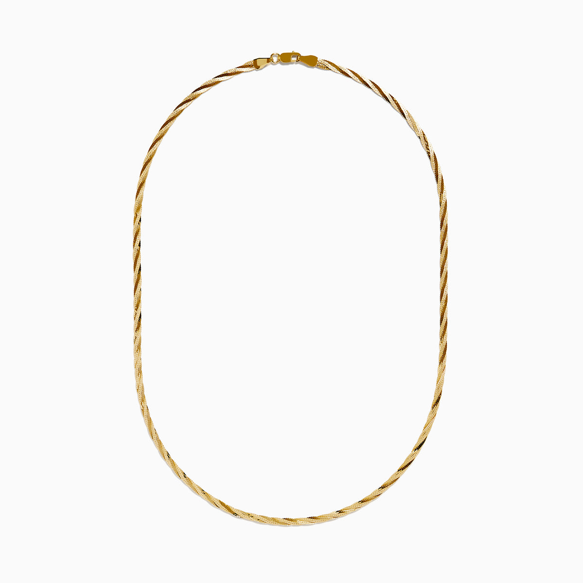 A close-up of the 14K Yellow Gold Textured Braided Herringbone Chain, displayed in a semicircle against a plain white background.