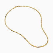 A close-up of the 14K Yellow Gold Textured Braided Herringbone Chain, displayed in a semicircle against a plain white background.