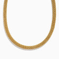 A close-up of the 14K Yellow Gold Hollow Popcorn Chain Necklace, 8.5 mm wide with a thick, woven design, is shown against a white background, featuring only the lower half of the necklace.