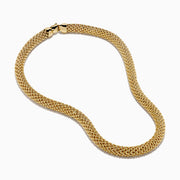 A close-up of the 14K Yellow Gold Hollow Popcorn Chain Necklace, 8.5 mm wide with a thick, woven design, is shown against a white background, featuring only the lower half of the necklace.