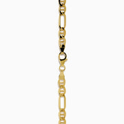 The 14K Yellow Gold Hollow Figaro Necklace features alternating long and short rectangular links, shown against a white background.