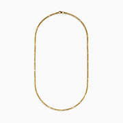 The Men's 14K Yellow Gold Alternate Round Box 2.5 mm Gauge Necklace is displayed against a white background. The chain forms a gentle curve, showcasing its shiny finish and distinctive repeating box pattern.