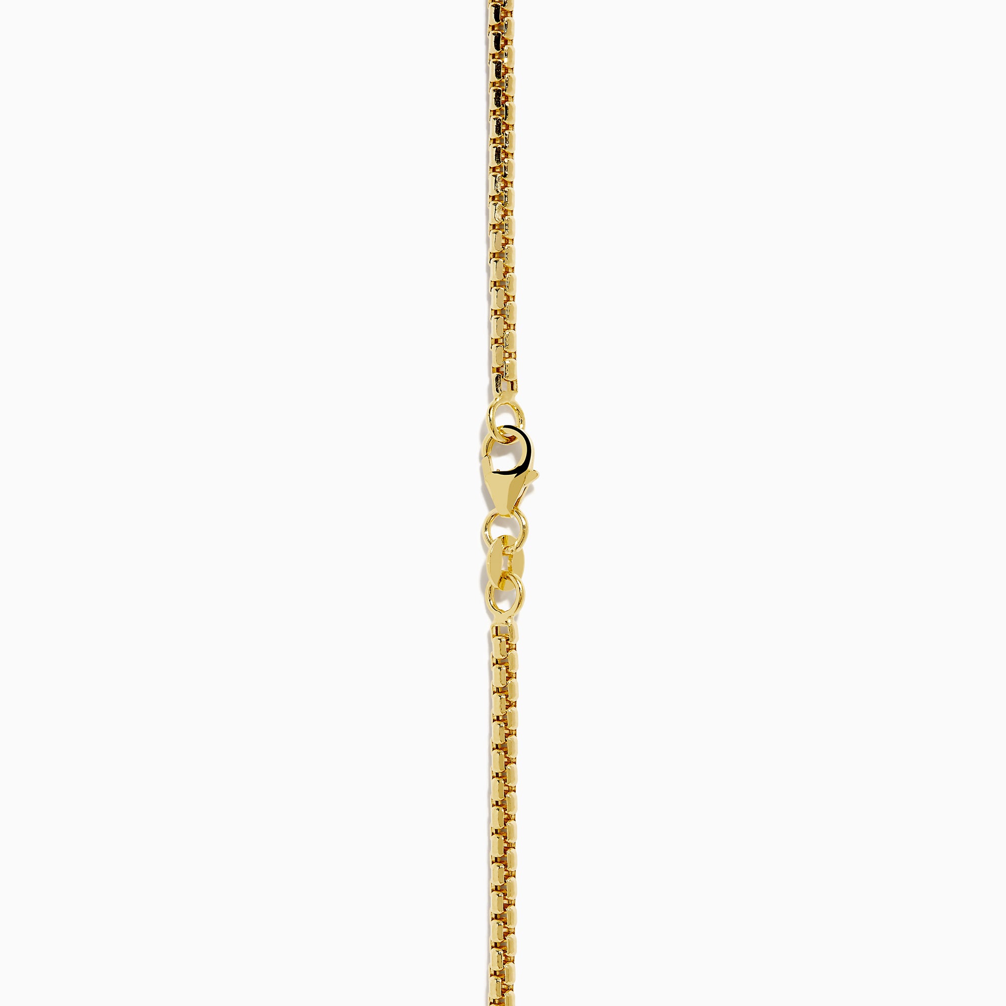 The Men's 14K Yellow Gold Hollow Round Box 20" Necklace features closely linked rectangular gold links in a smooth, elegant curve, shown against a white background.