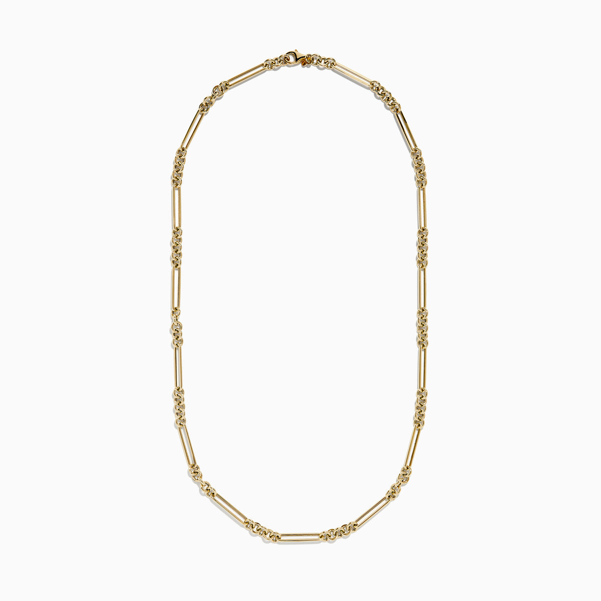 The 14K Yellow Gold Oval Paperclip Chain features alternating small oval and elongated bar links, shown on a white background.