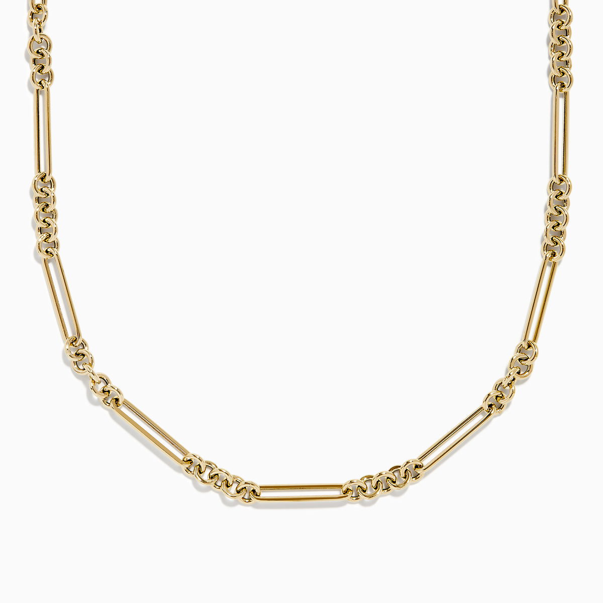 The 14K Yellow Gold Oval Paperclip Chain features alternating small oval and elongated bar links, shown on a white background.