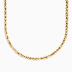A 14K Yellow Gold Hollow San Marco Chain Necklace, 17 inches, is displayed on a white background.