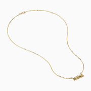 The 14K Yellow Gold MAMA Cable Chain Necklace features a bold "MAMA" pendant in capital letters on a delicate yellow gold cable chain, beautifully displayed against a white background.