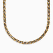 A close-up of a 14K Tri Color Gold 8mm Hollow Cuban Chain Necklace (18) displayed on a white background.