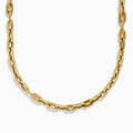 Close-up of the 14K Yellow Gold 18 Hollow Oval Link Chain with rectangular links, shown on a white background.