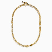 Close-up of the 14K Yellow Gold 18 Hollow Oval Link Chain with rectangular links, shown on a white background.