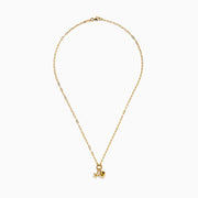 The 14K Yellow Gold Heart and Star Charm Pendant on Paperclip Necklace features elongated links and unique charms, shown on a plain white background.