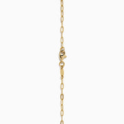 The 14K Yellow Gold Heart and Star Charm Pendant on Paperclip Necklace features elongated links and unique charms, shown on a plain white background.