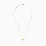 The 14K Yellow Gold Cross Pendant is a polished cross pendant necklace displayed on a plain white background.
