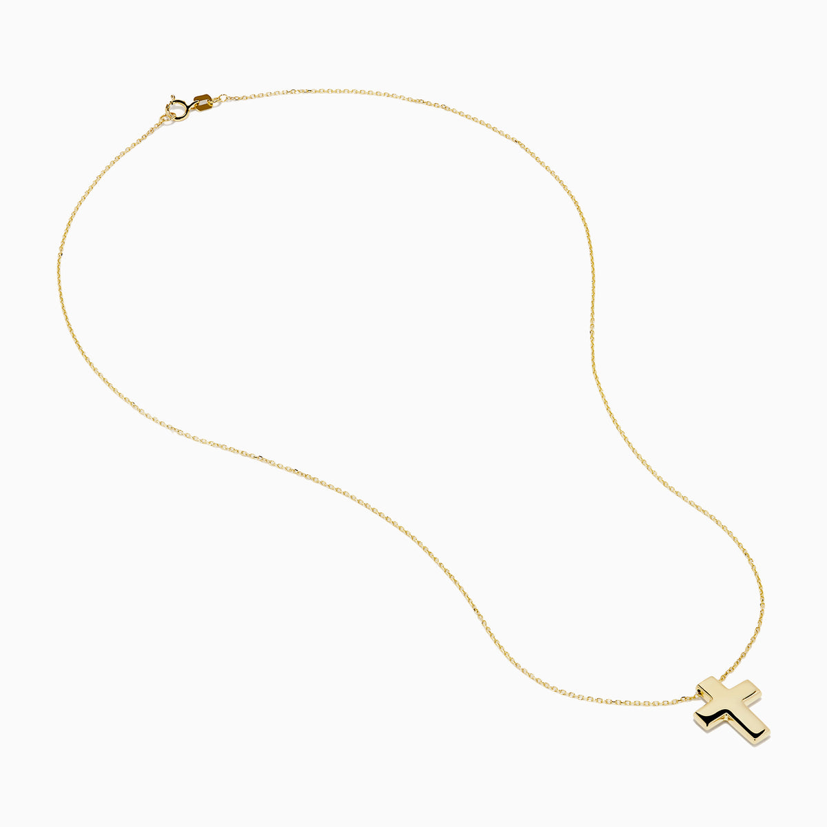 The 14K Yellow Gold Cross Pendant is a polished cross pendant necklace displayed on a plain white background.