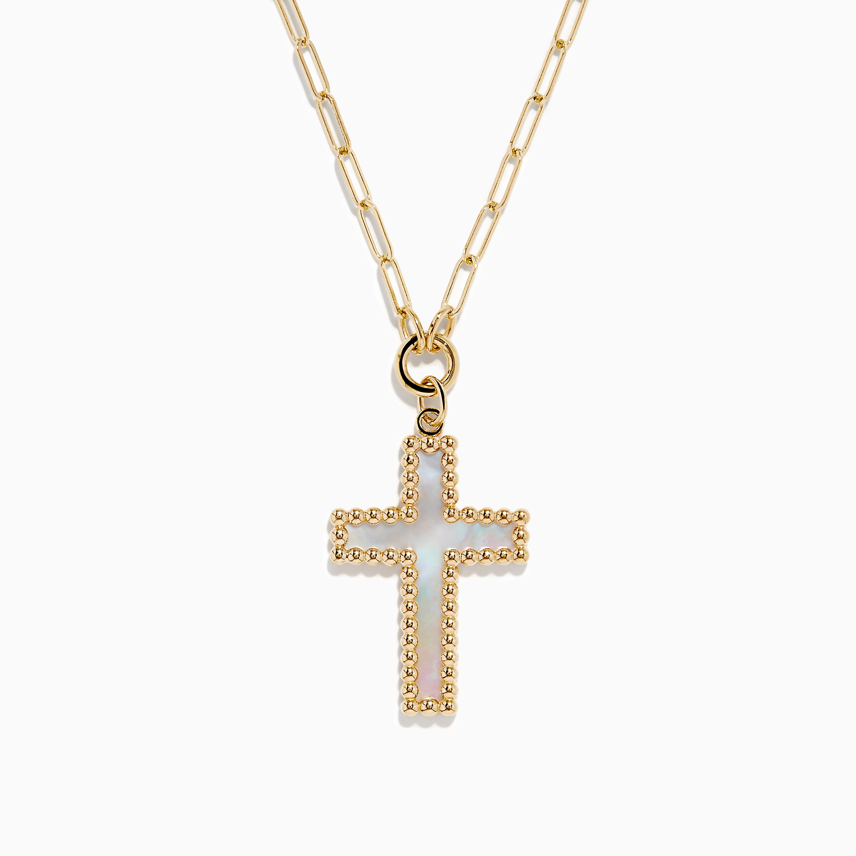 14K Yellow Gold Mother of Pearl Cross Pendant – - Main Image