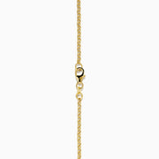 The 14K Yellow Gold Charm Holder Pendant features two circular rings—a small ring attaching to the chain and a large pendant hanging from a drop chain—shown on a white background.
