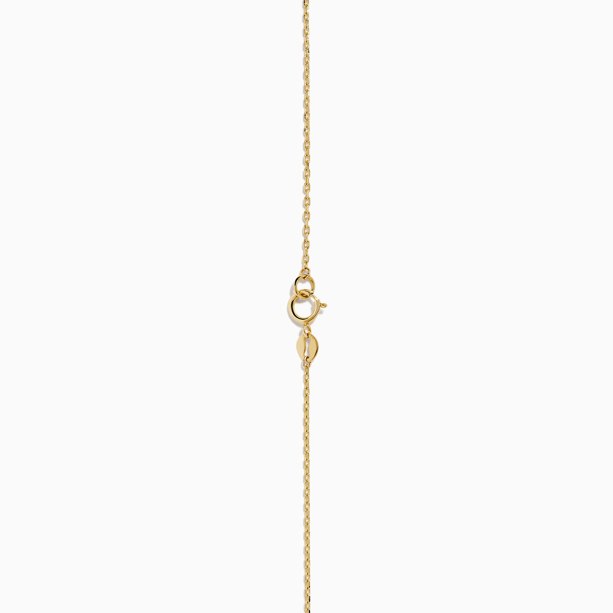 The 14K Yellow Gold Oval Charm Station Necklace features small, evenly spaced oval-shaped charms that hang gracefully along the lower half of a delicate yellow gold chain.