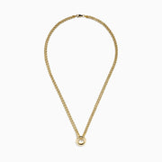 The 14K Yellow Gold Double Row Rope Chain with Round Tube Necklace is displayed against a white background.
