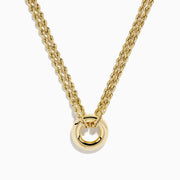 The 14K Yellow Gold Double Row Rope Chain with Round Tube Necklace is displayed against a white background.