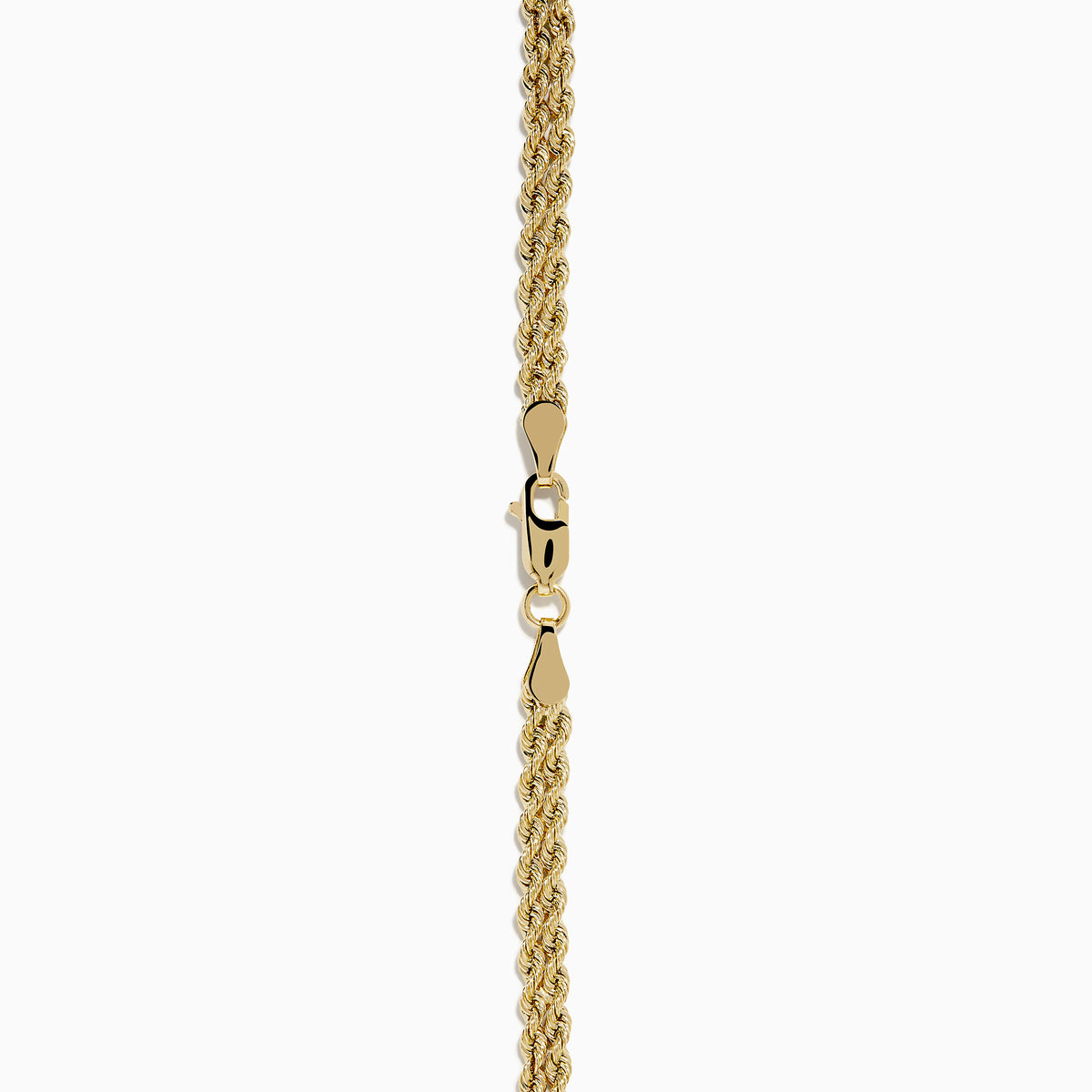 The 14K Yellow Gold Double Row Rope Chain with Round Tube Necklace is displayed against a white background.
